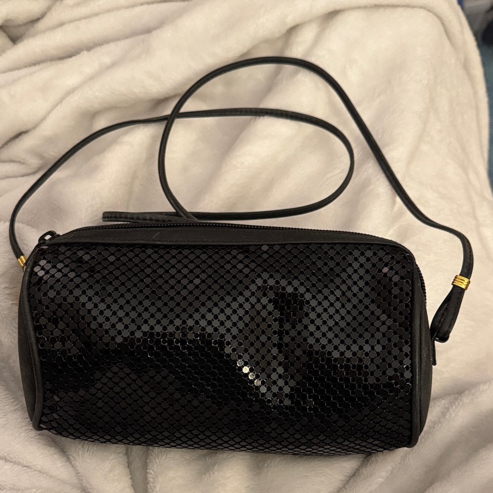 Whiting and Davis Elegant Black Sequin Dress Bag